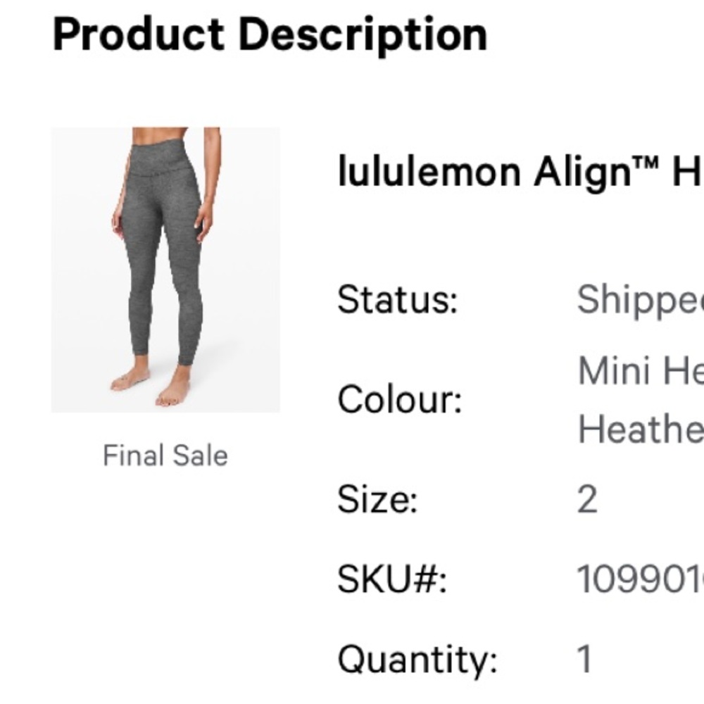 Lululemon HR Align 25in Size 2 Mini Heathered Herringbone/ Heathered Black White